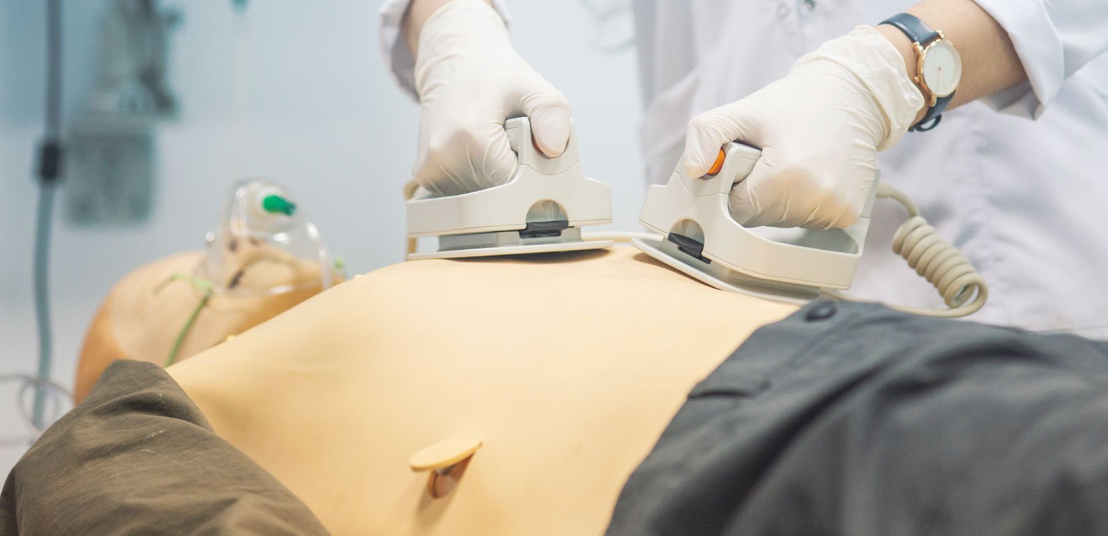 Training dummy being resuscitated for training purposes