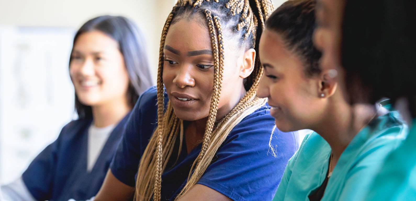 A group of nurses learning